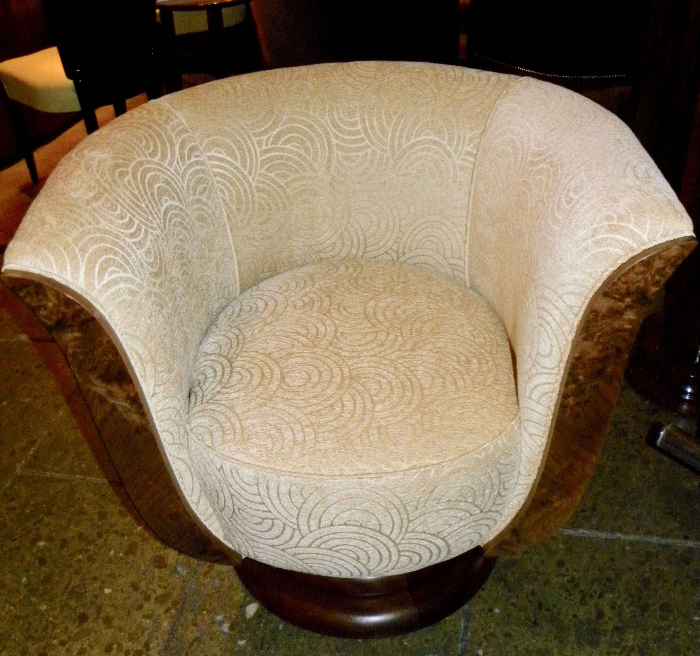 American Pair of French Style Art Deco Swivel Chairs