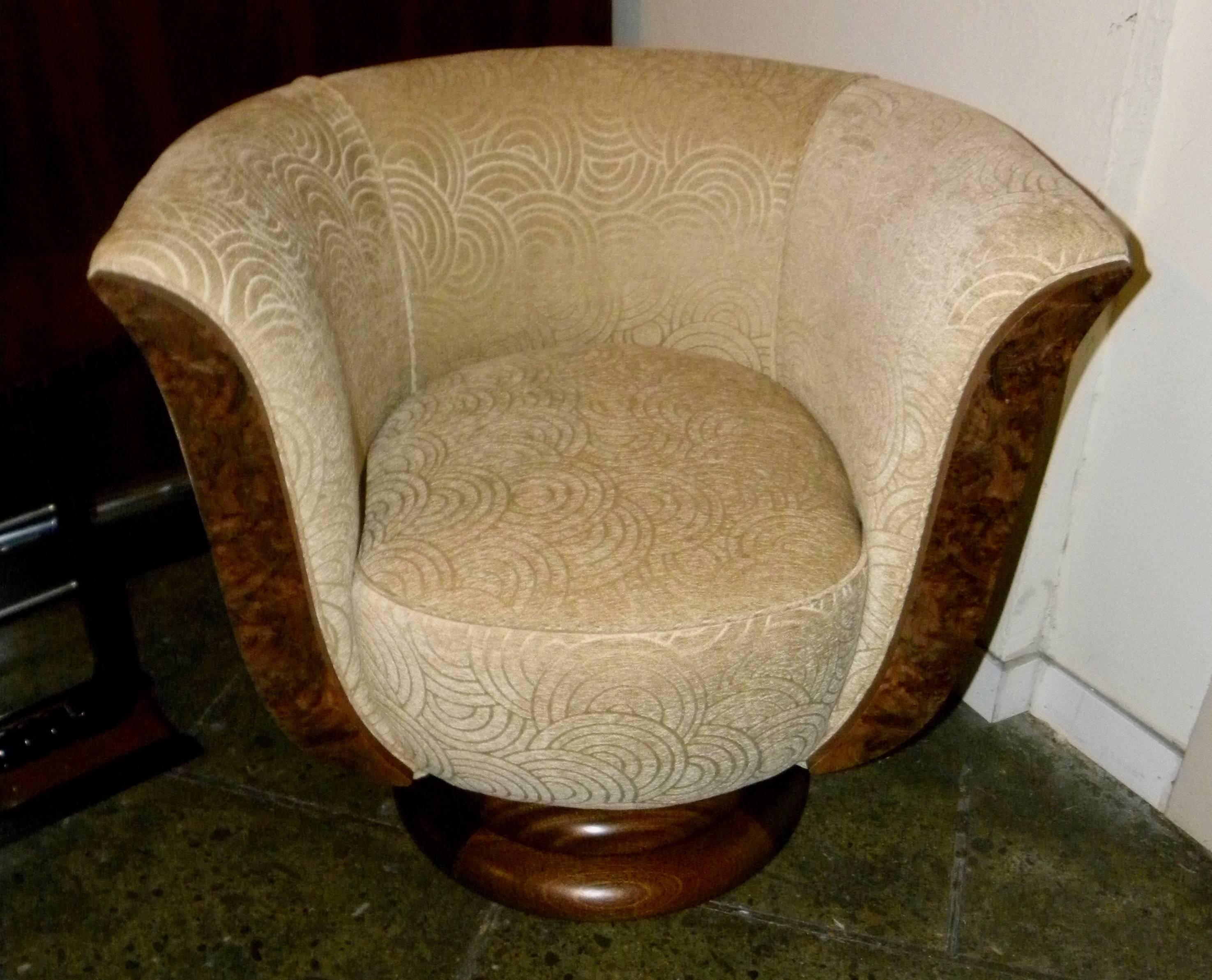 Pair of French Style Art Deco Swivel Chairs 3