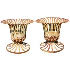 Pair of French Style Classical Wrought Iron Urns