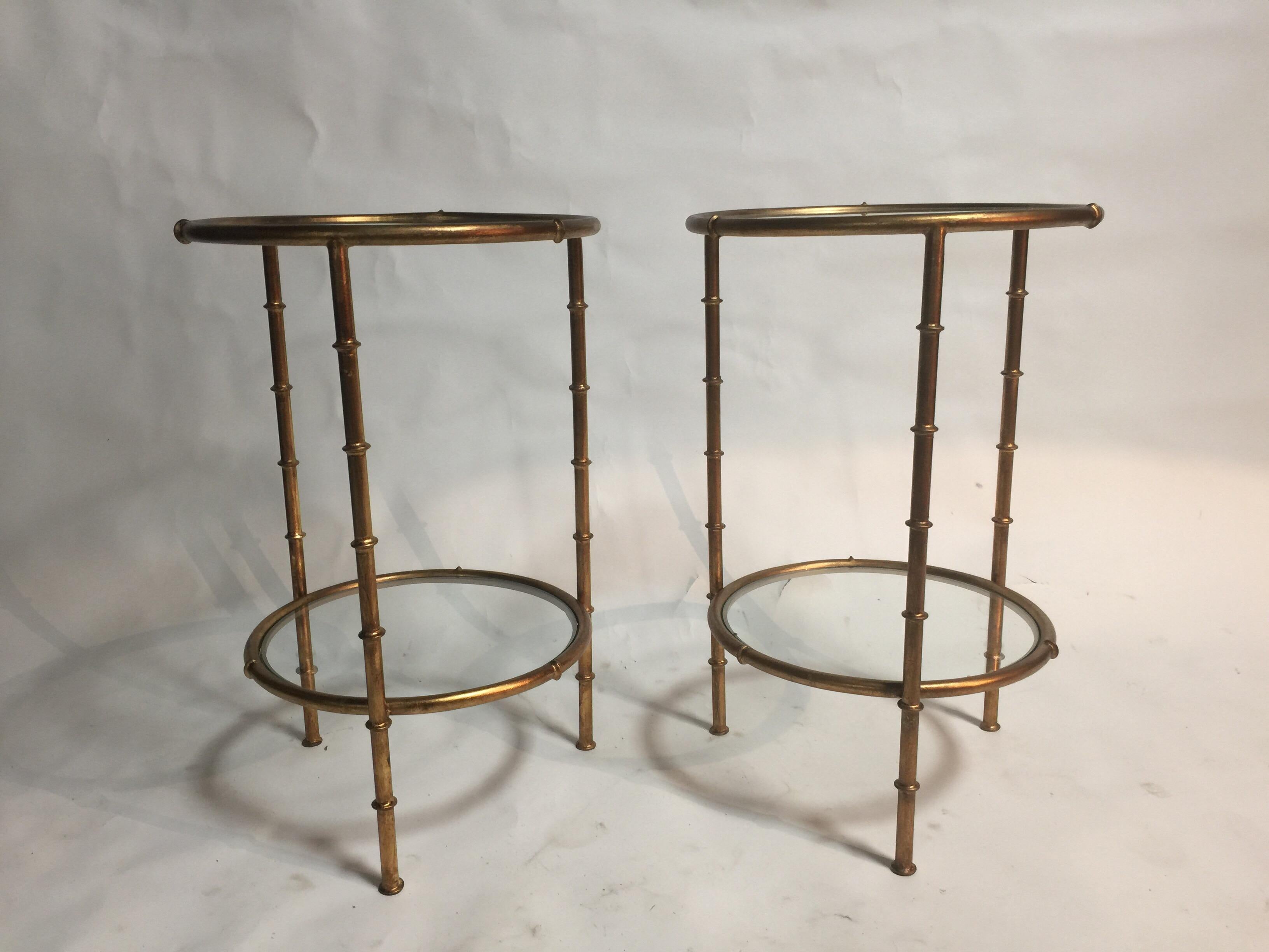 Chinese Pair of French Style Gilt Tall End Tables