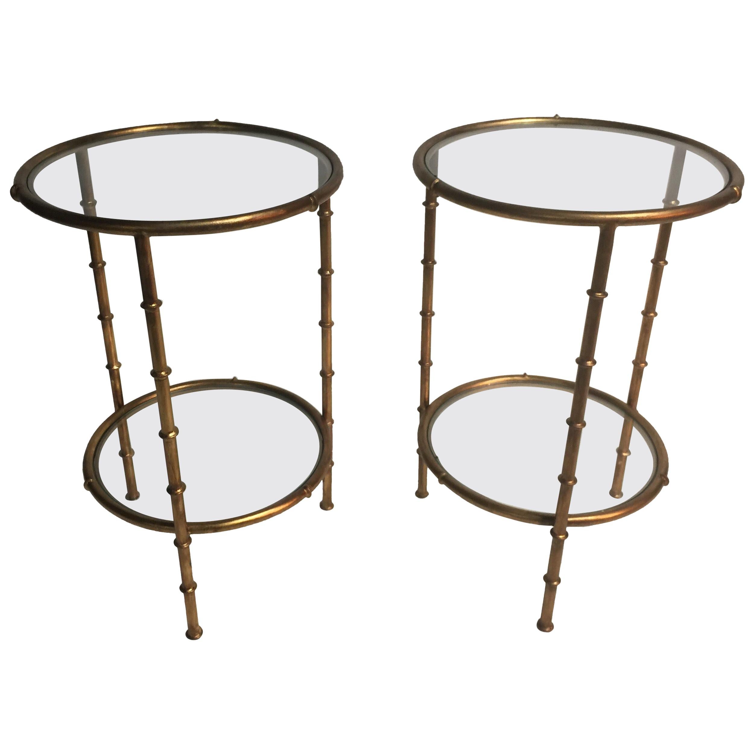 Pair of French Style Gilt Tall End Tables