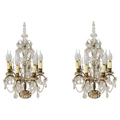 Pair of French-style crystal chandeliers