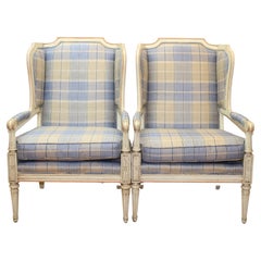 Pair of French Style Painted 
Upholstered Chairs