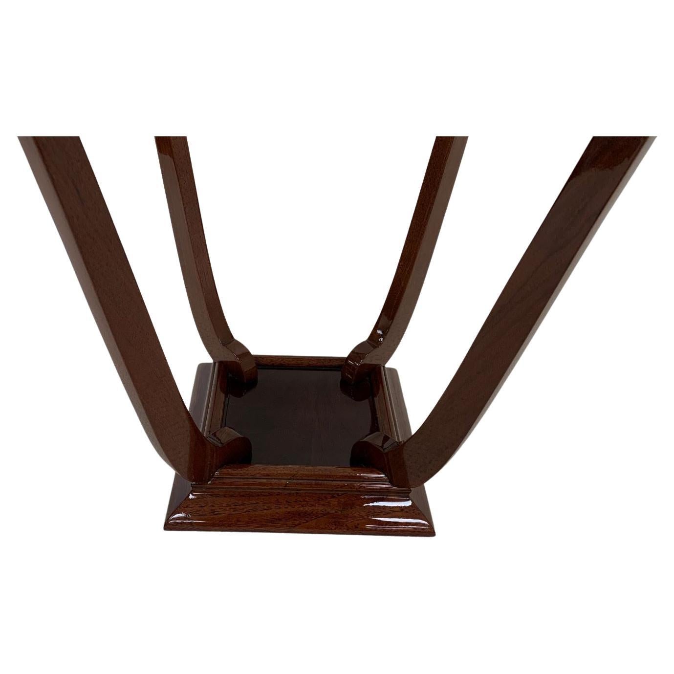 Satinato Coppia di tavolini con piano in vetro in stile francese Streamline Art Deco in vendita