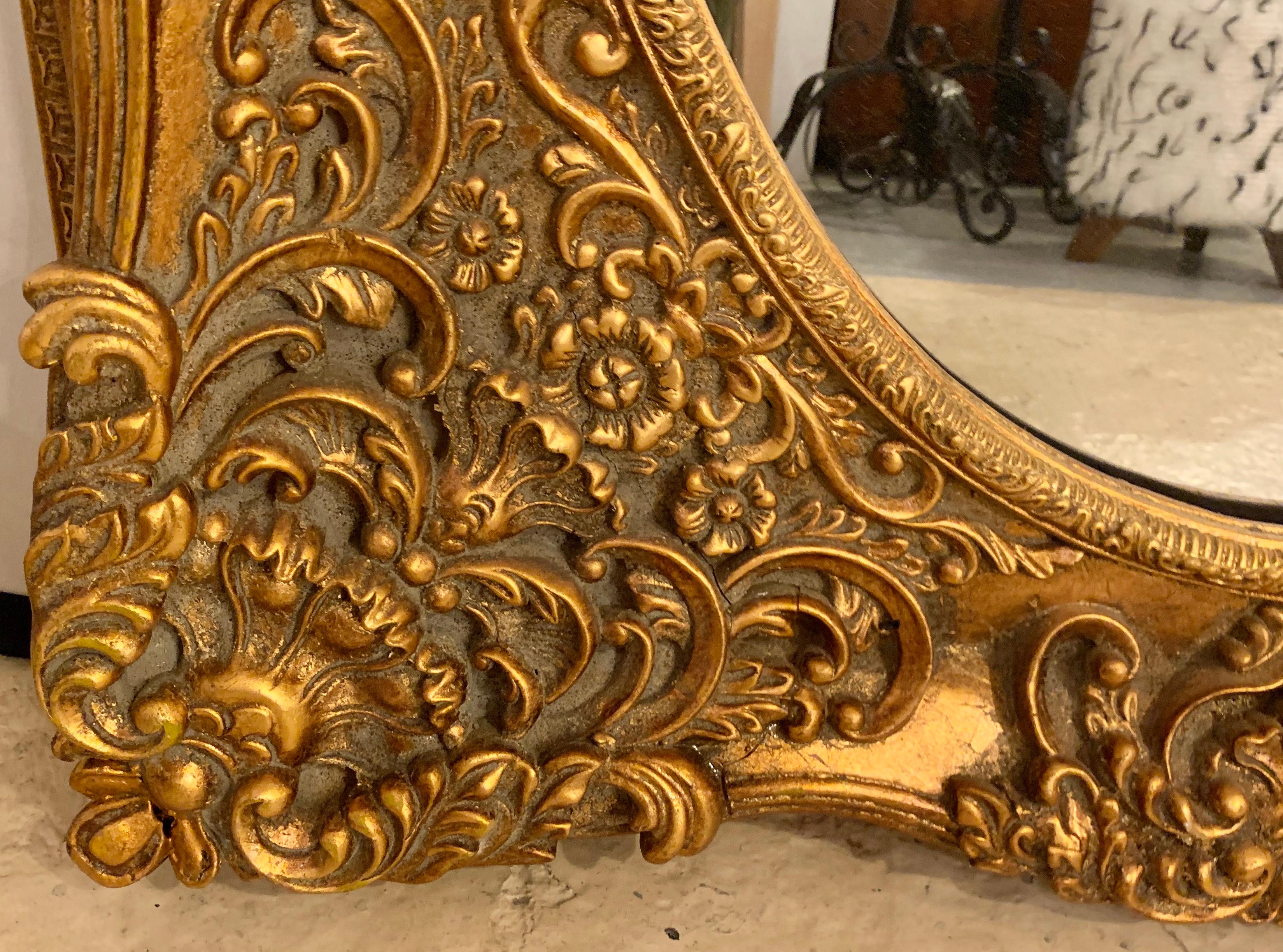 Pair of French Style Wall, Console or Pier Mirrors. Gilt Gesso and Wooden.  For Sale 6