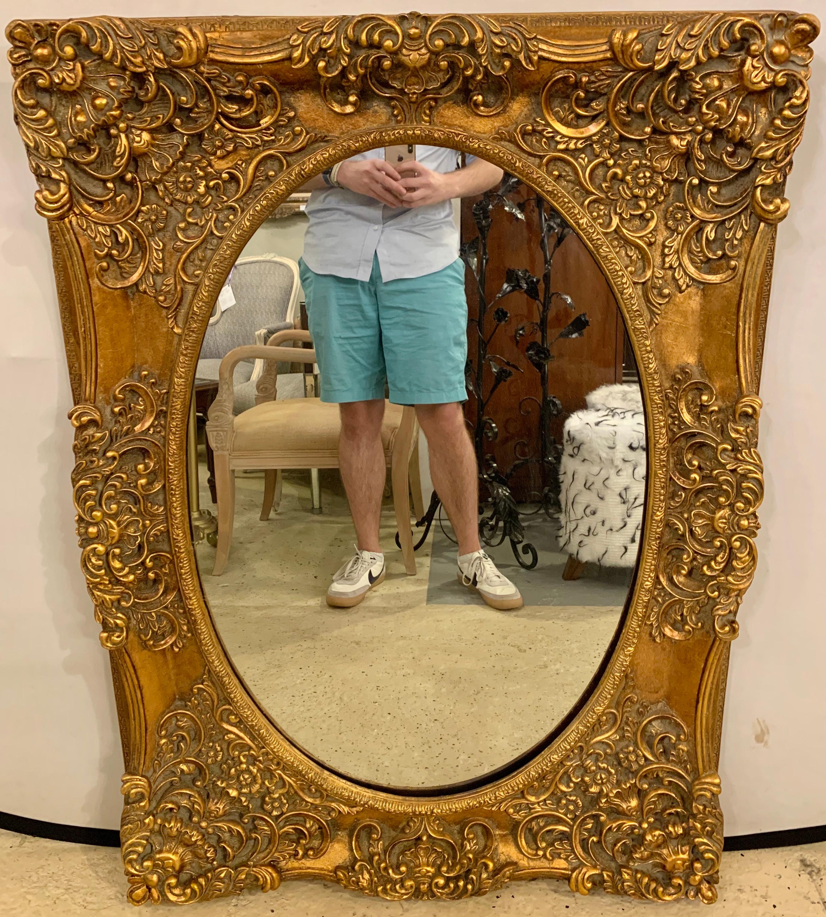 Belle Époque Pair of French Style Wall, Console or Pier Mirrors. Gilt Gesso and Wooden.  For Sale