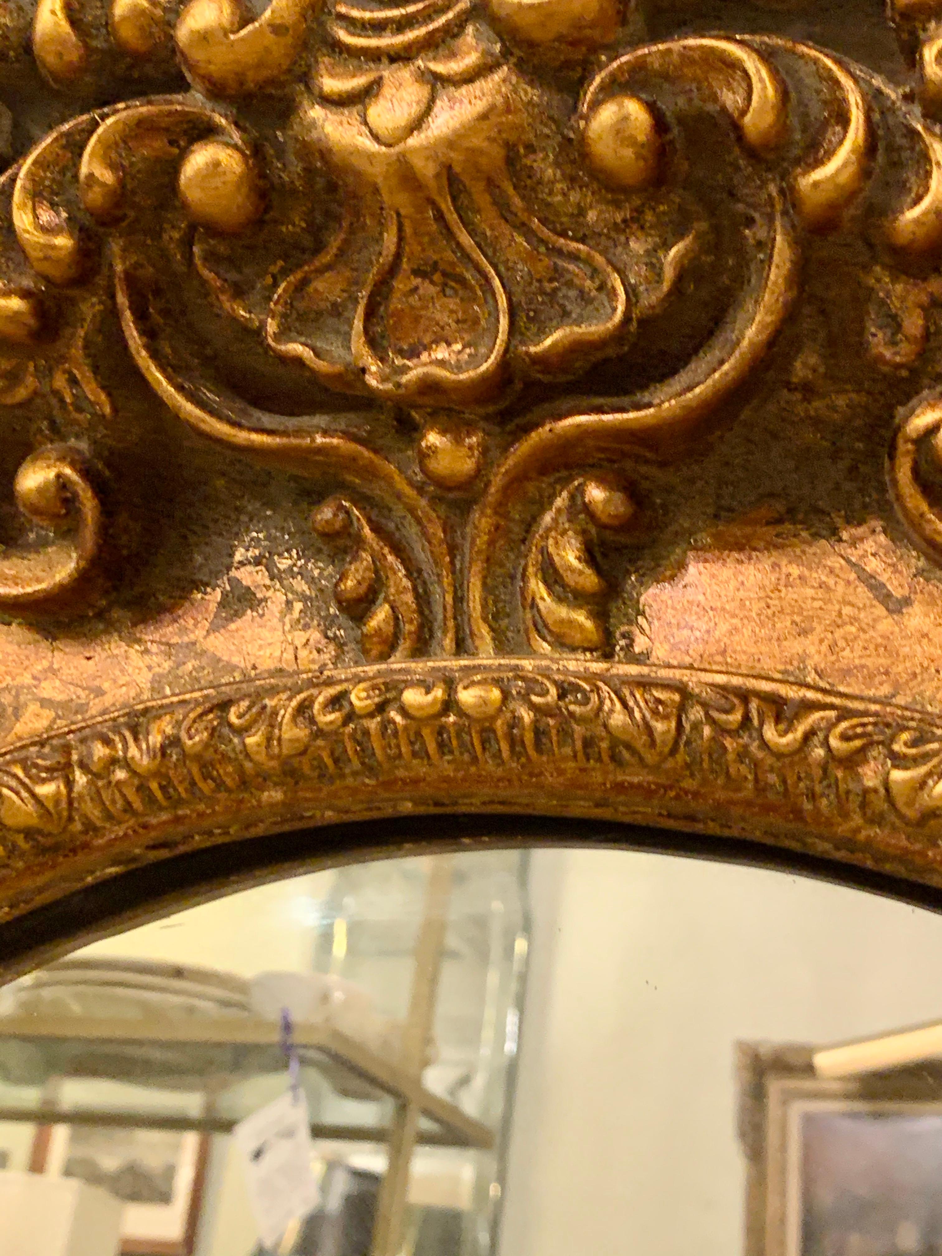 Pair of French Style Wall, Console or Pier Mirrors. Gilt Gesso and Wooden.  For Sale 1