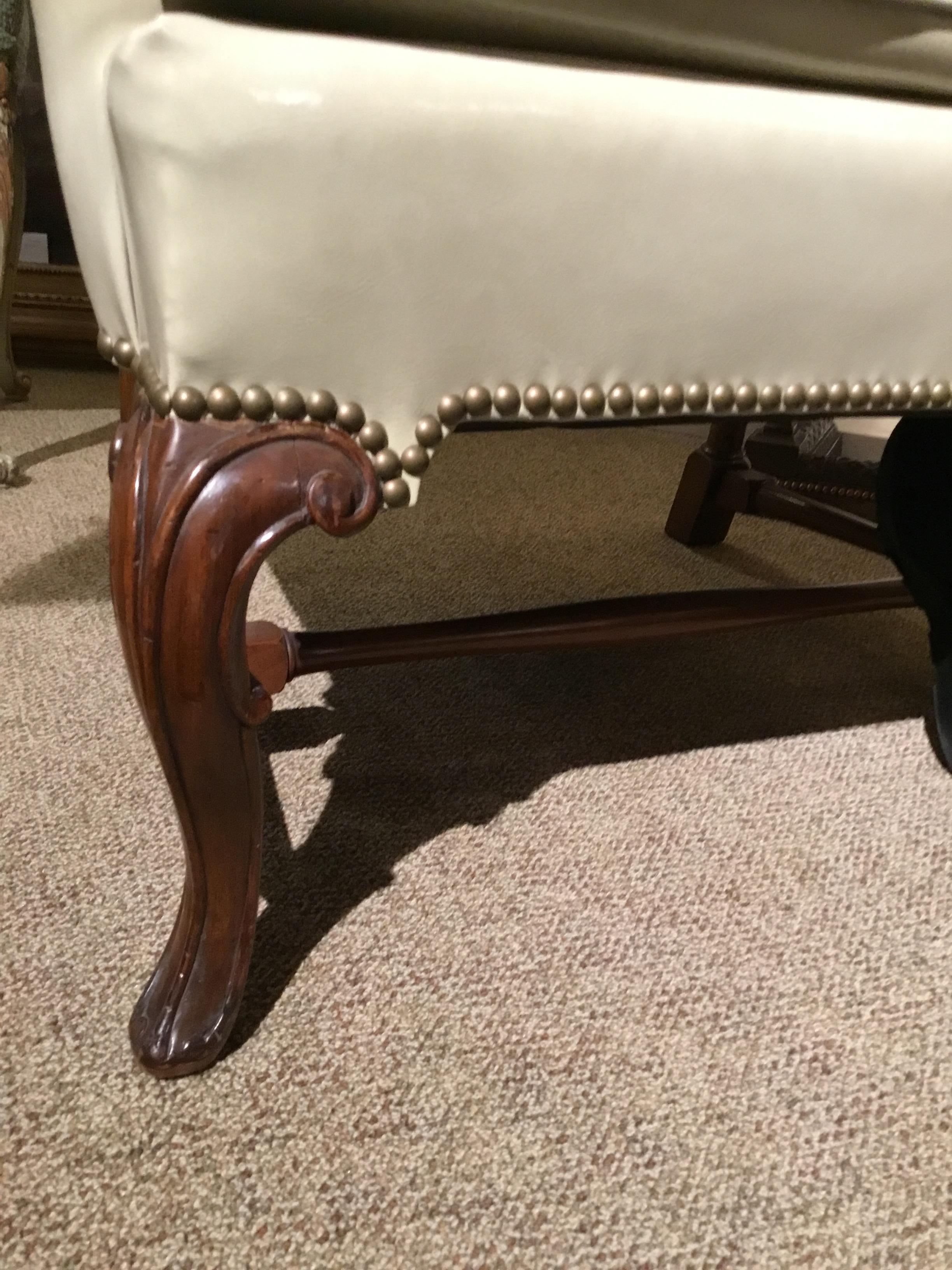 Fruitwood Pair of French Style Wing Backs with Domed and Tufted Back