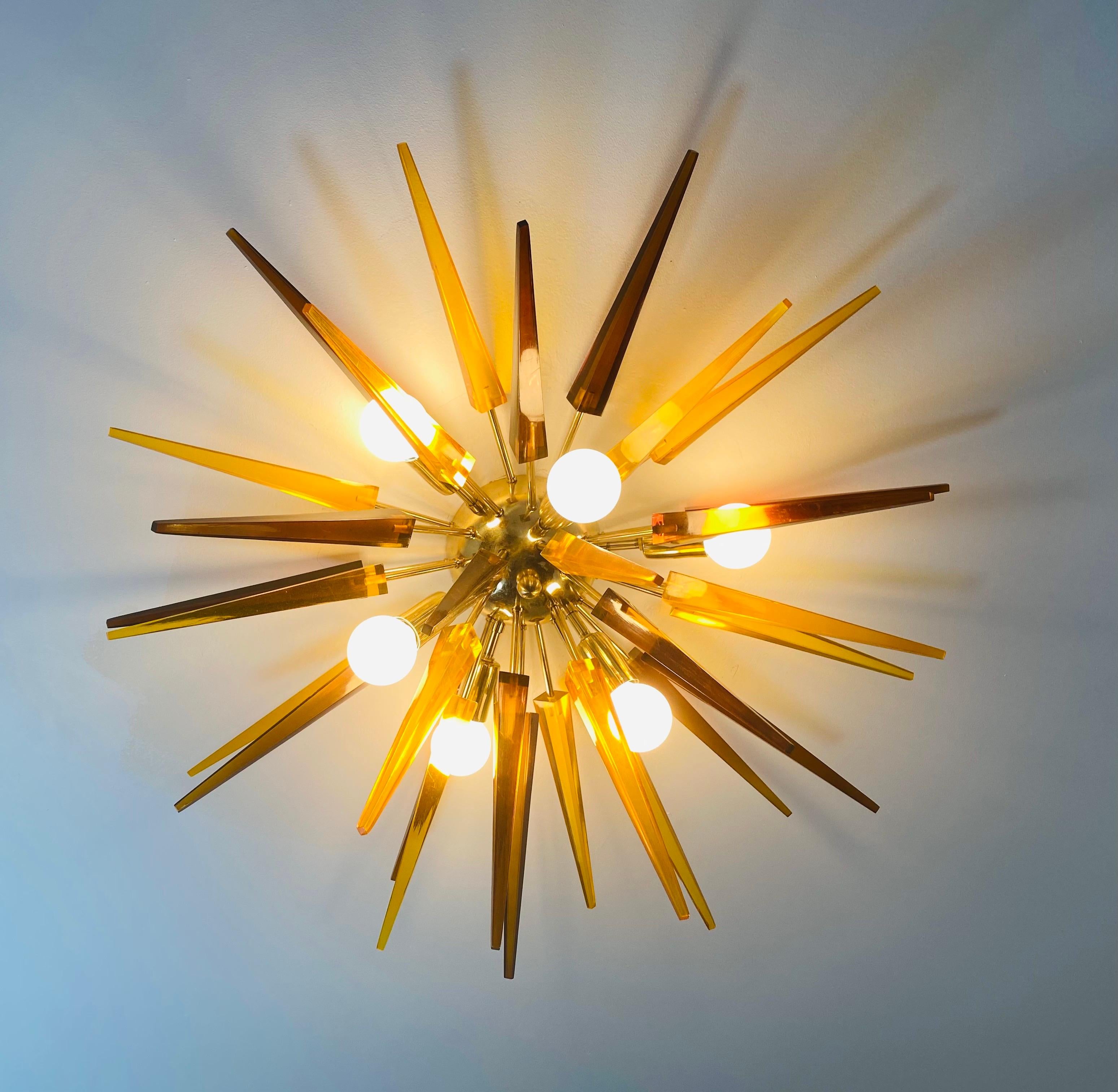 Pair of French Sunburst 1990s Lights For Sale 7