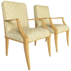 Pair of French Sycamore Wood Armchairs in the Manner of Andre, circa 1950s