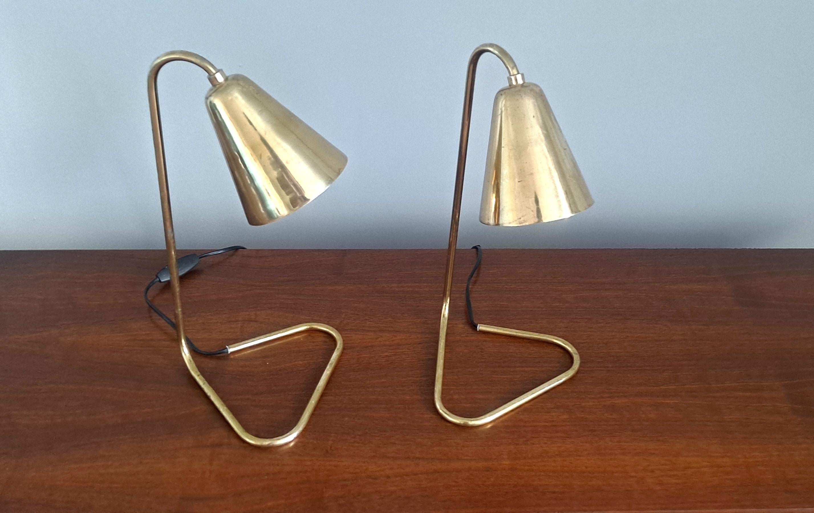Paar französische Tischlampen, Robert Mathieu zugeschrieben (Französisch) im Angebot
