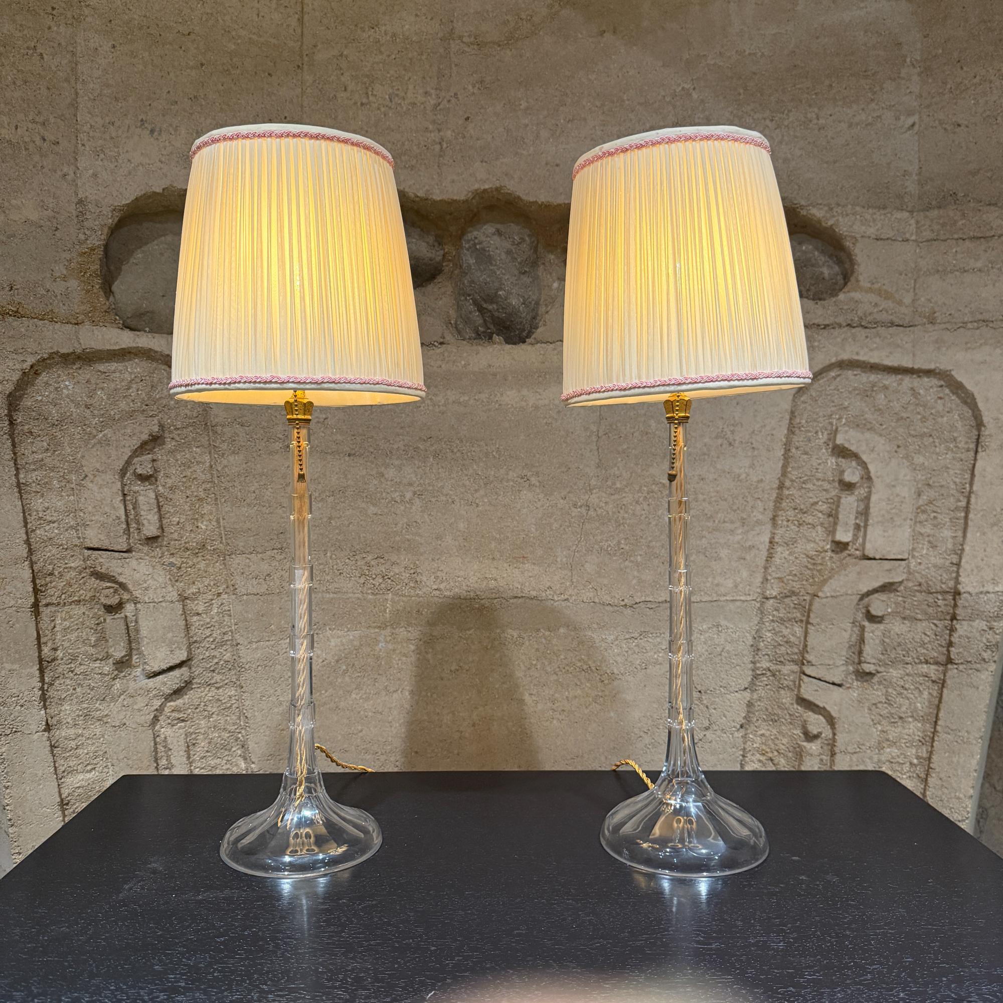 Pair of French Table Lamps Crystal Clear Glass  Art Deco For Sale 6