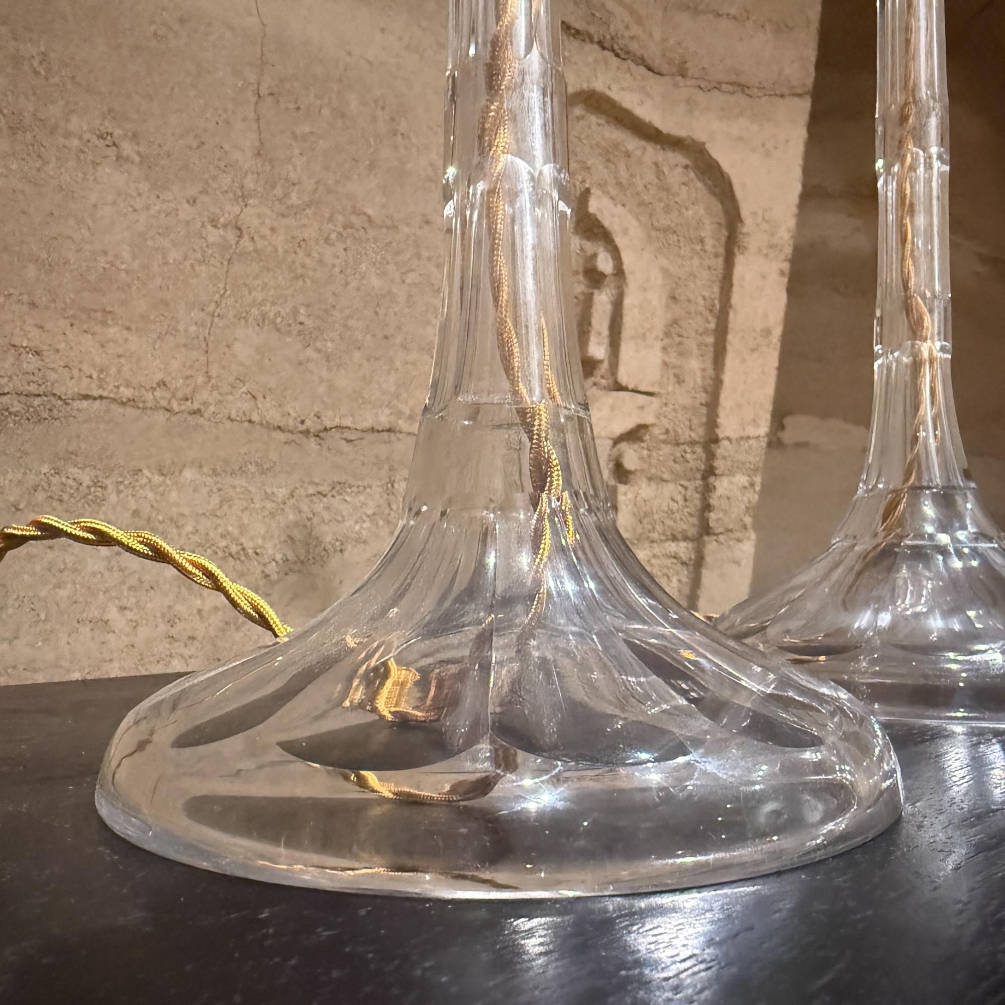 Pair of French Table Lamps Crystal Clear Glass  Art Deco For Sale 1