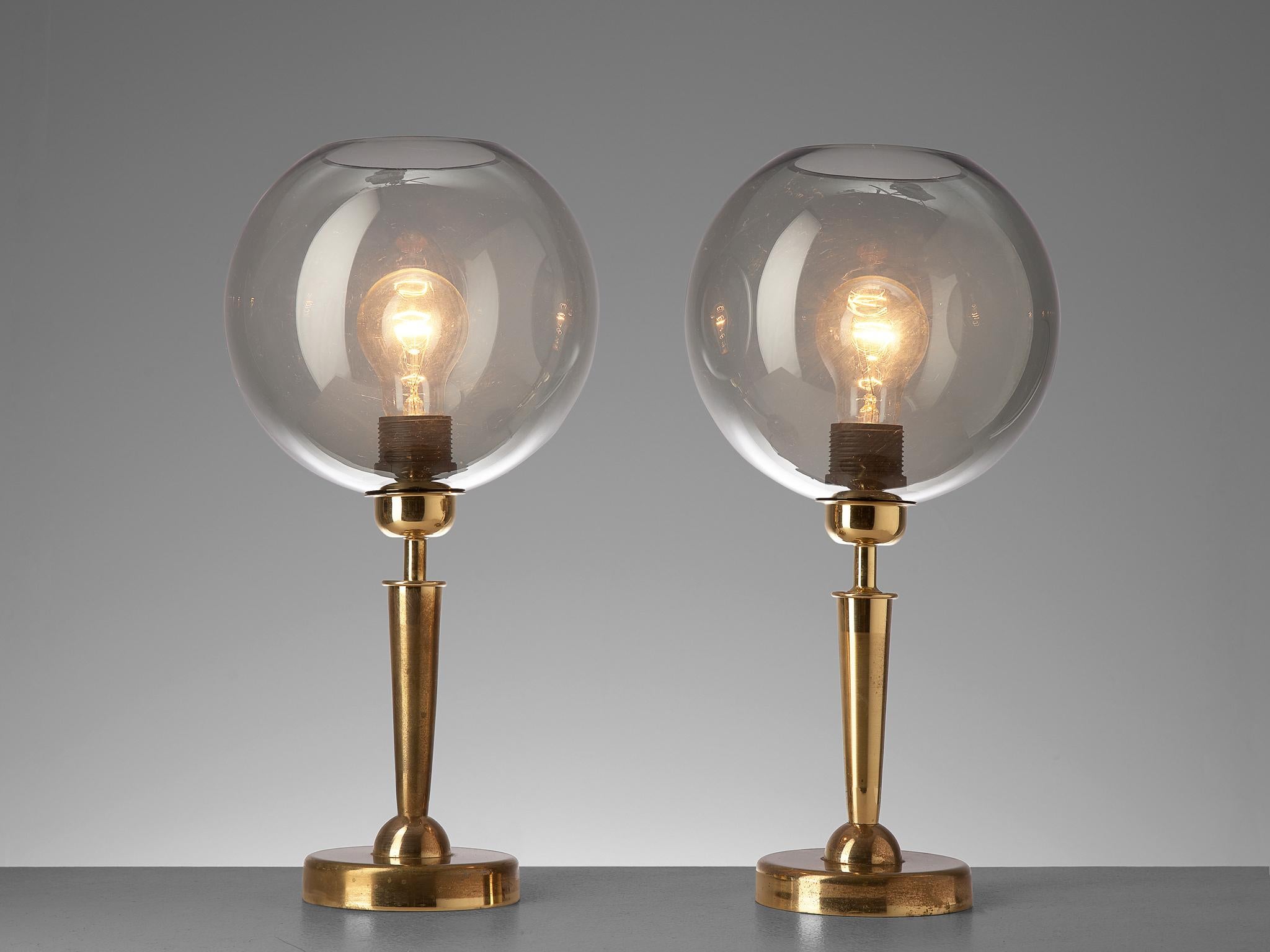 Pair of French Table Lights in Brass In Good Condition In Waalwijk, NL