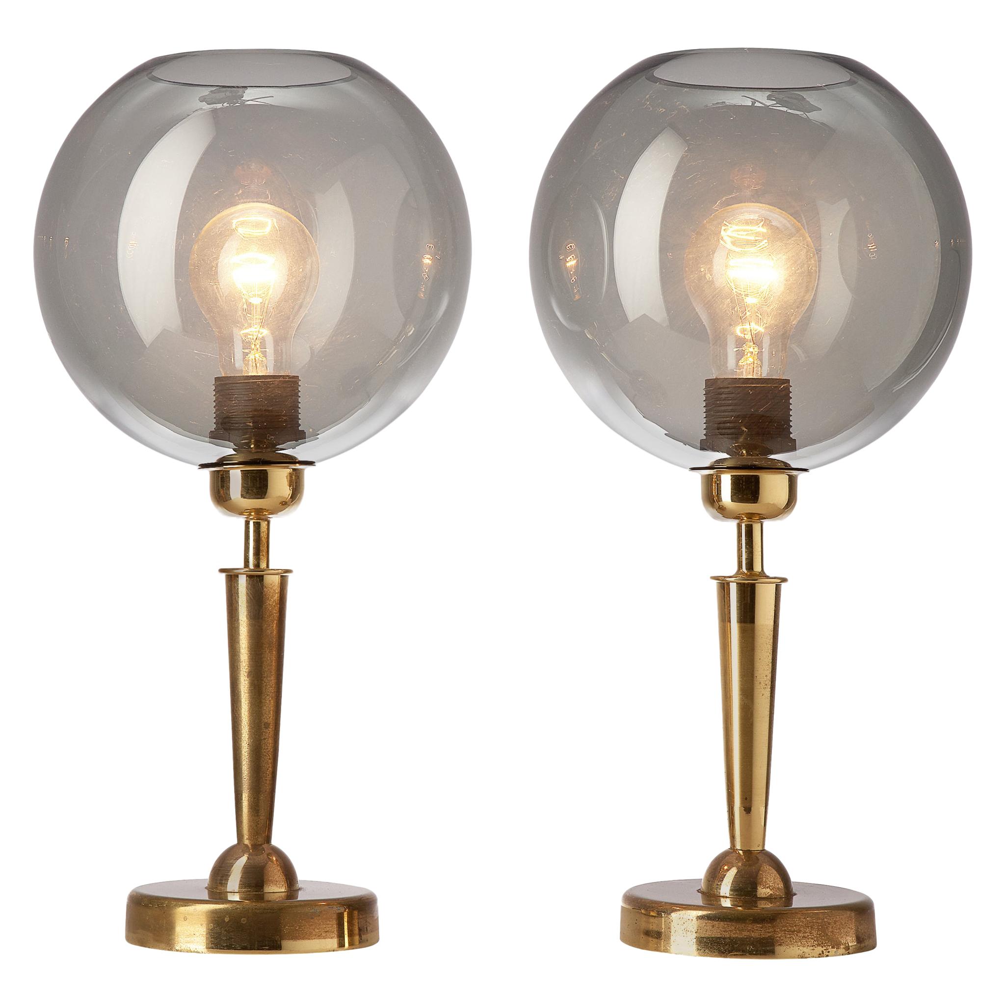 Pair of French Table Lights in Brass