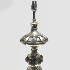 Pair of French Tall Brass Table Lamps, 20th Century