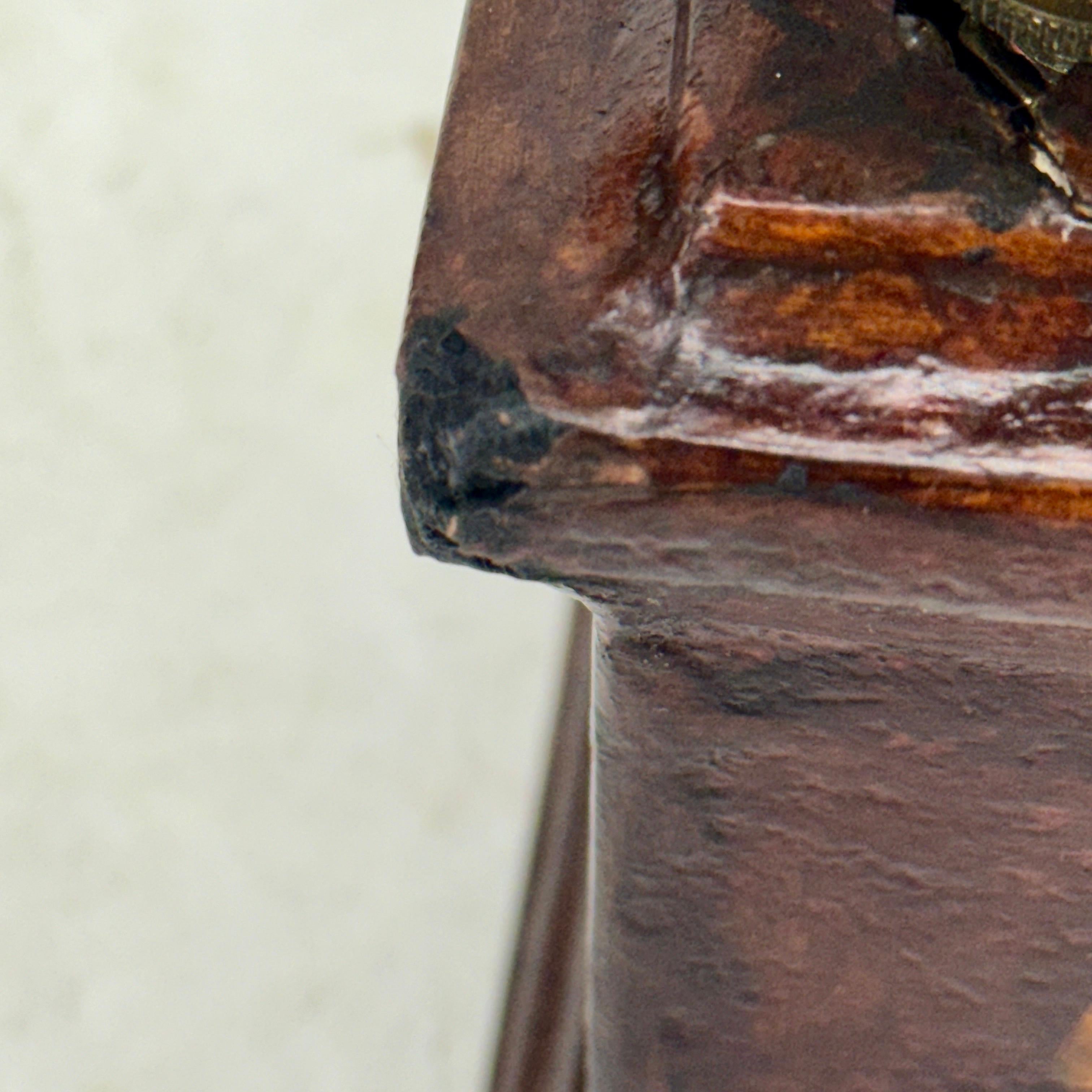 Pair of French Tall Leather Wrapped and Brass Obelisks For Sale 10