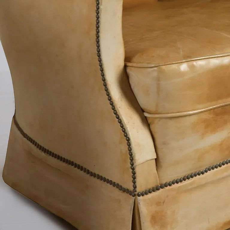 Pair of French Tan Leather Chairs For Sale at 1stDibs