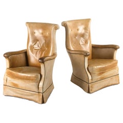 Pair of French Tan Leather Chairs