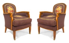 Coppia di poltrone Bergères in stile Art Déco francese di Jules Leleu
