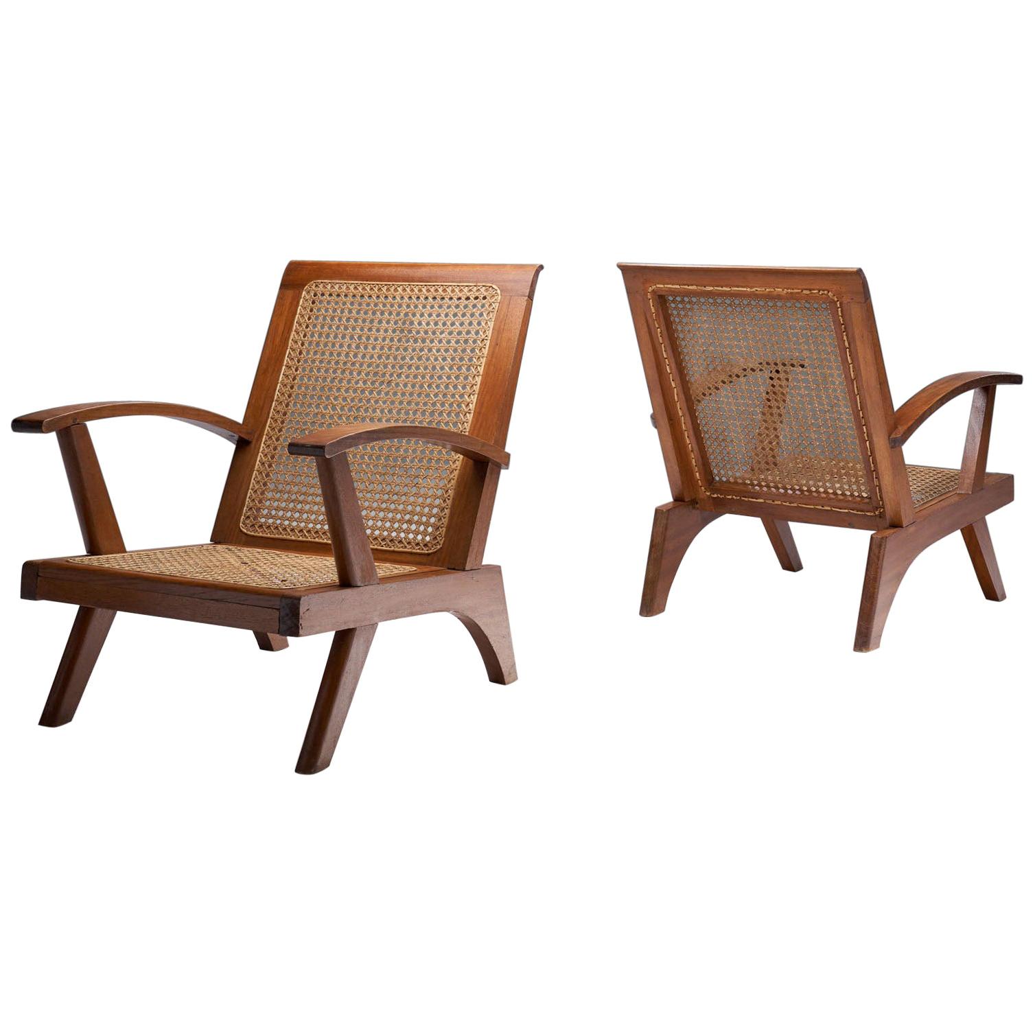Pair of French Teak Armchairs, France, 1950s