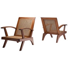 Vintage Pair of French Teak Armchairs, France, 1950s