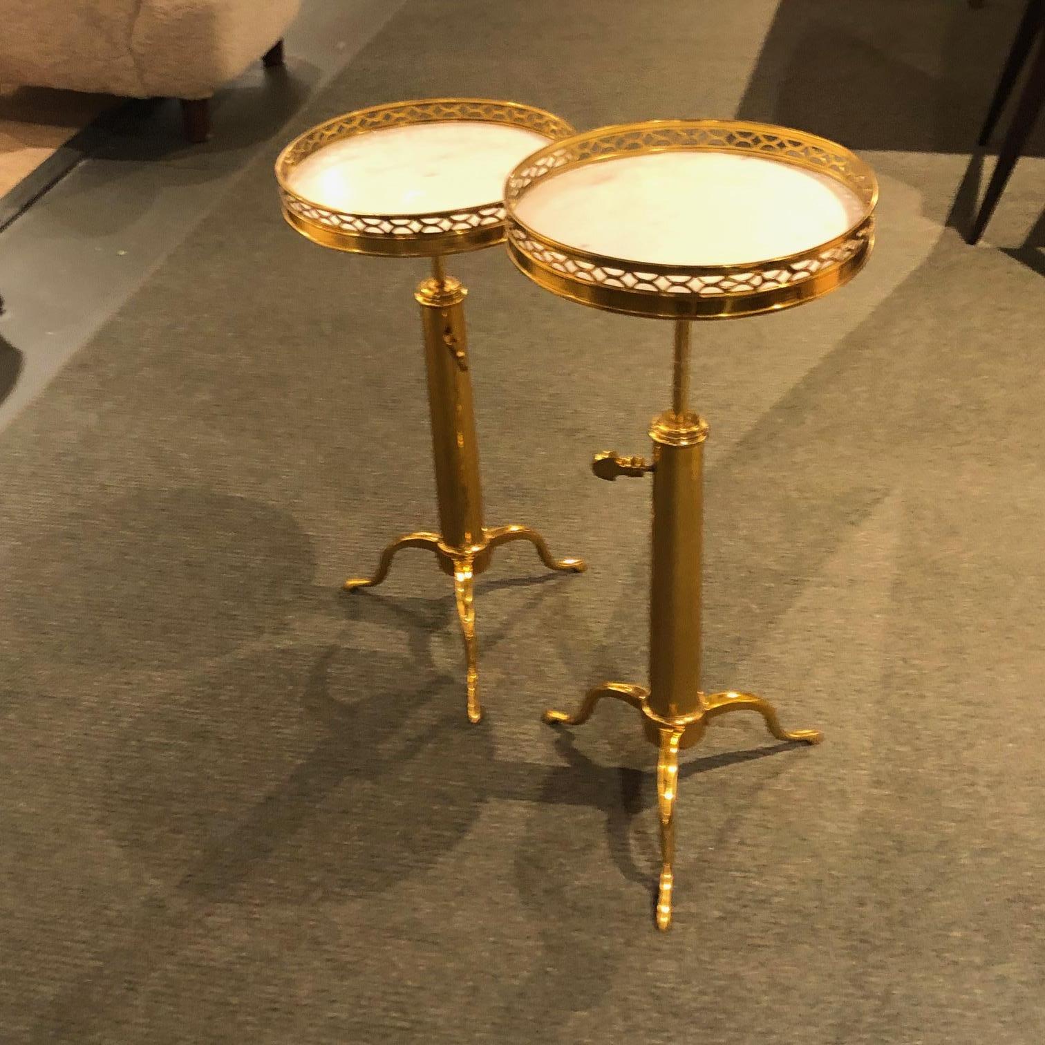 Pair of French telescopic Guéridons attr. to Maison Toulouse In Excellent Condition In Greenwich, CT