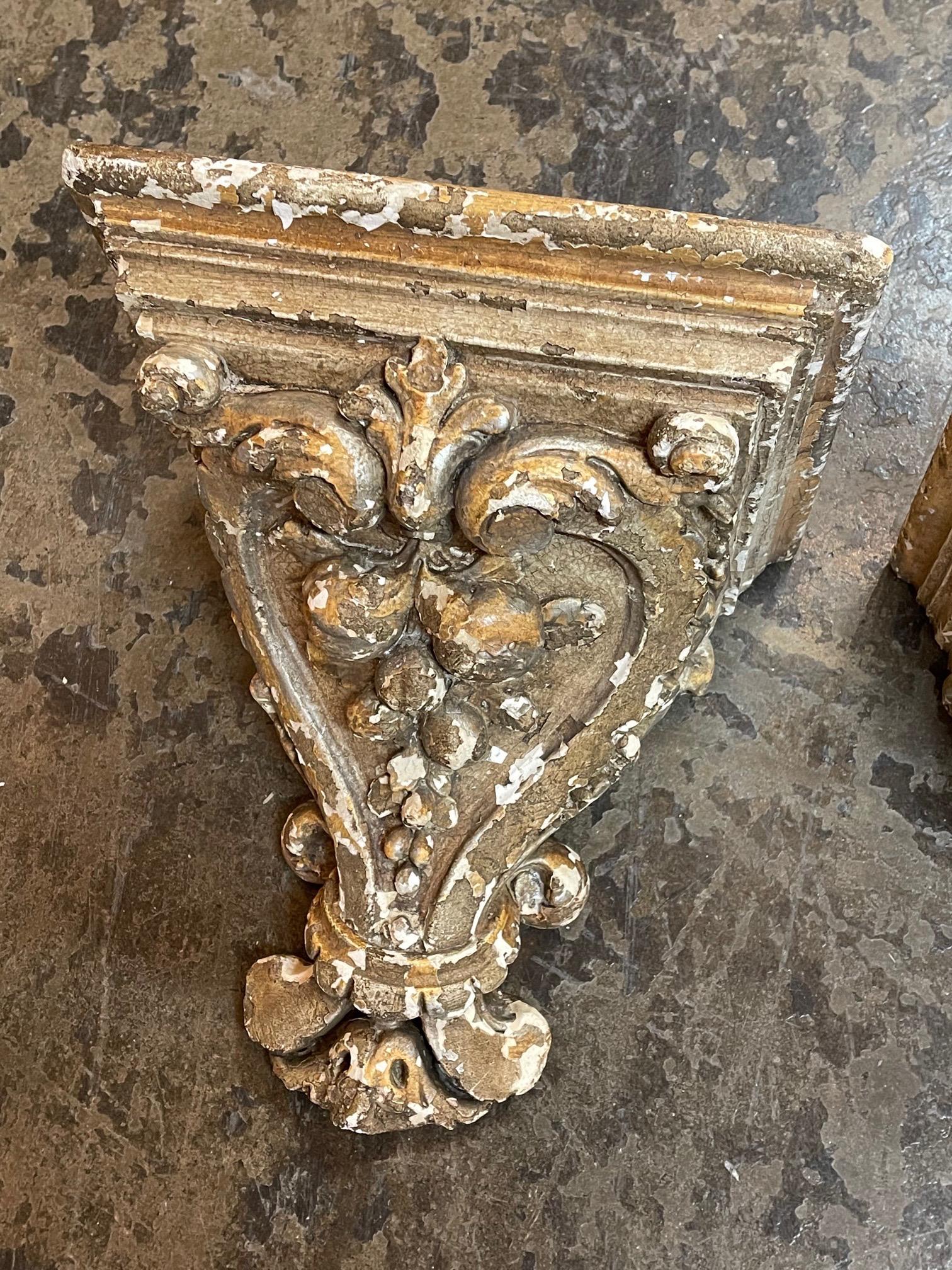 Pair of French Terracotta and Patinated Brackets In Good Condition In Dallas, TX