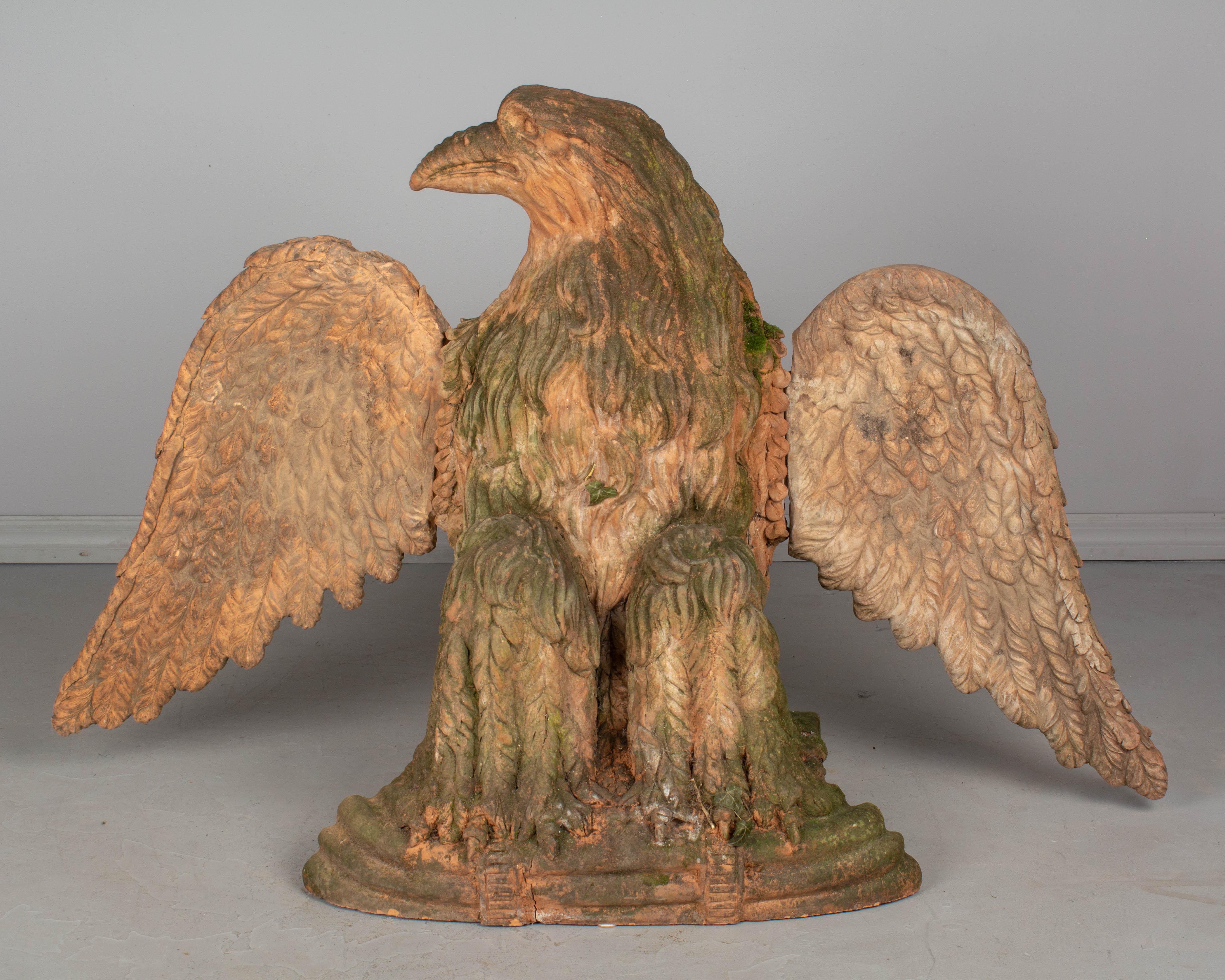 Pair of French Terracotta Garden Eagles Statues 7