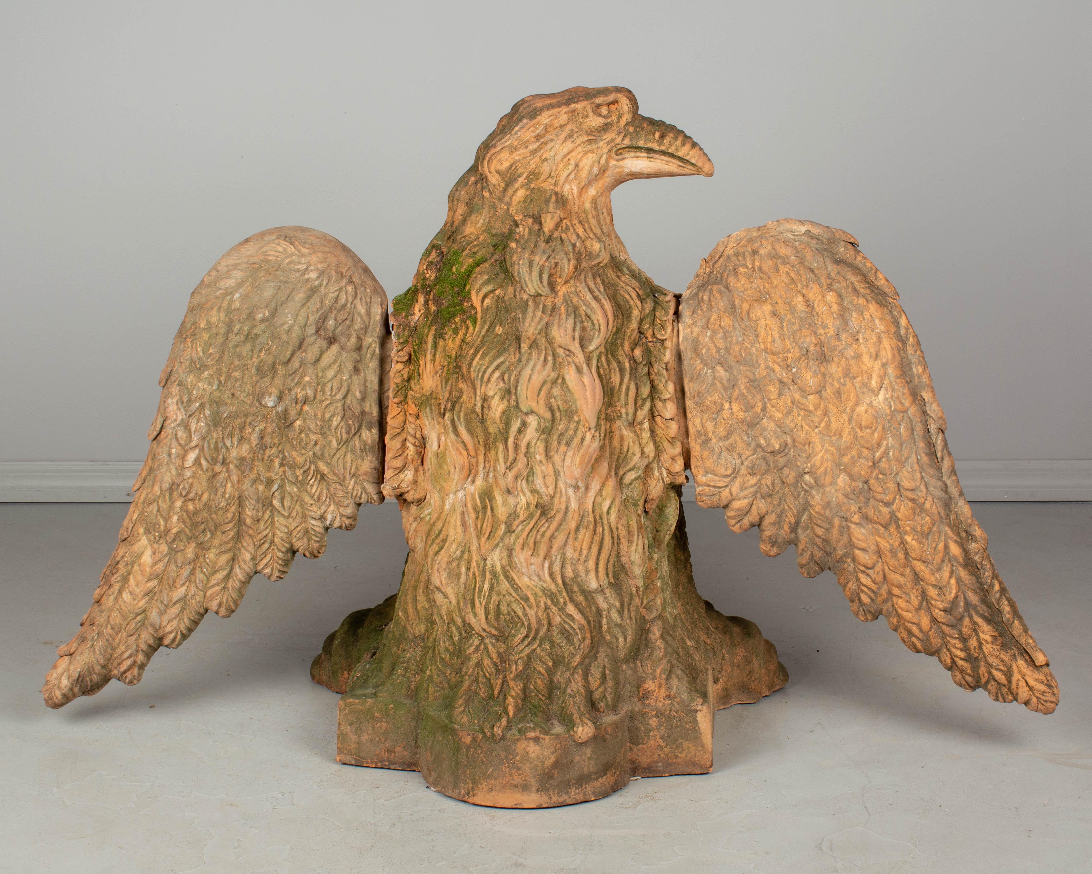 Pair of French Terracotta Garden Eagles Statues 8