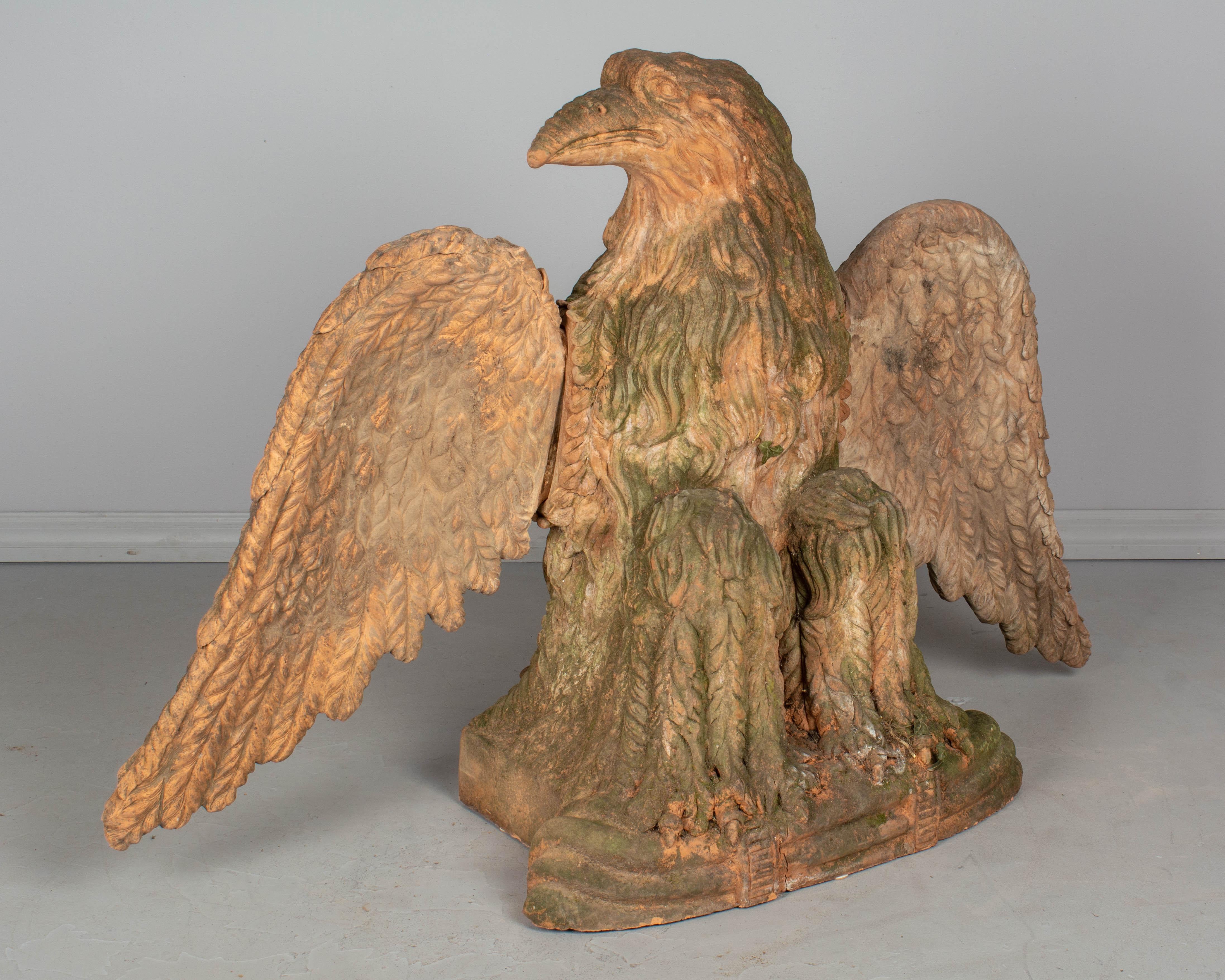 Pair of French Terracotta Garden Eagles Statues 9