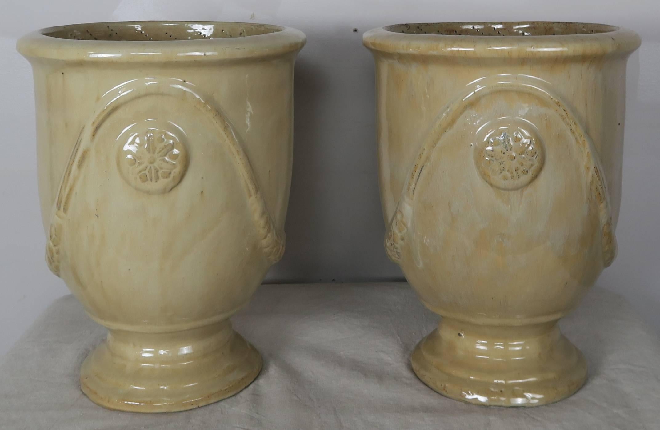 Pair of French Terra Cotta Glazed Pots 4