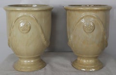 Pair of French Terra Cotta Glazed Pots