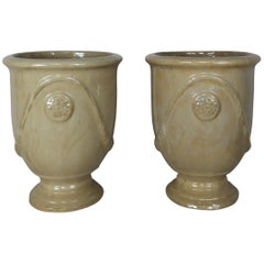 Pair of French Terra Cotta Glazed Pots