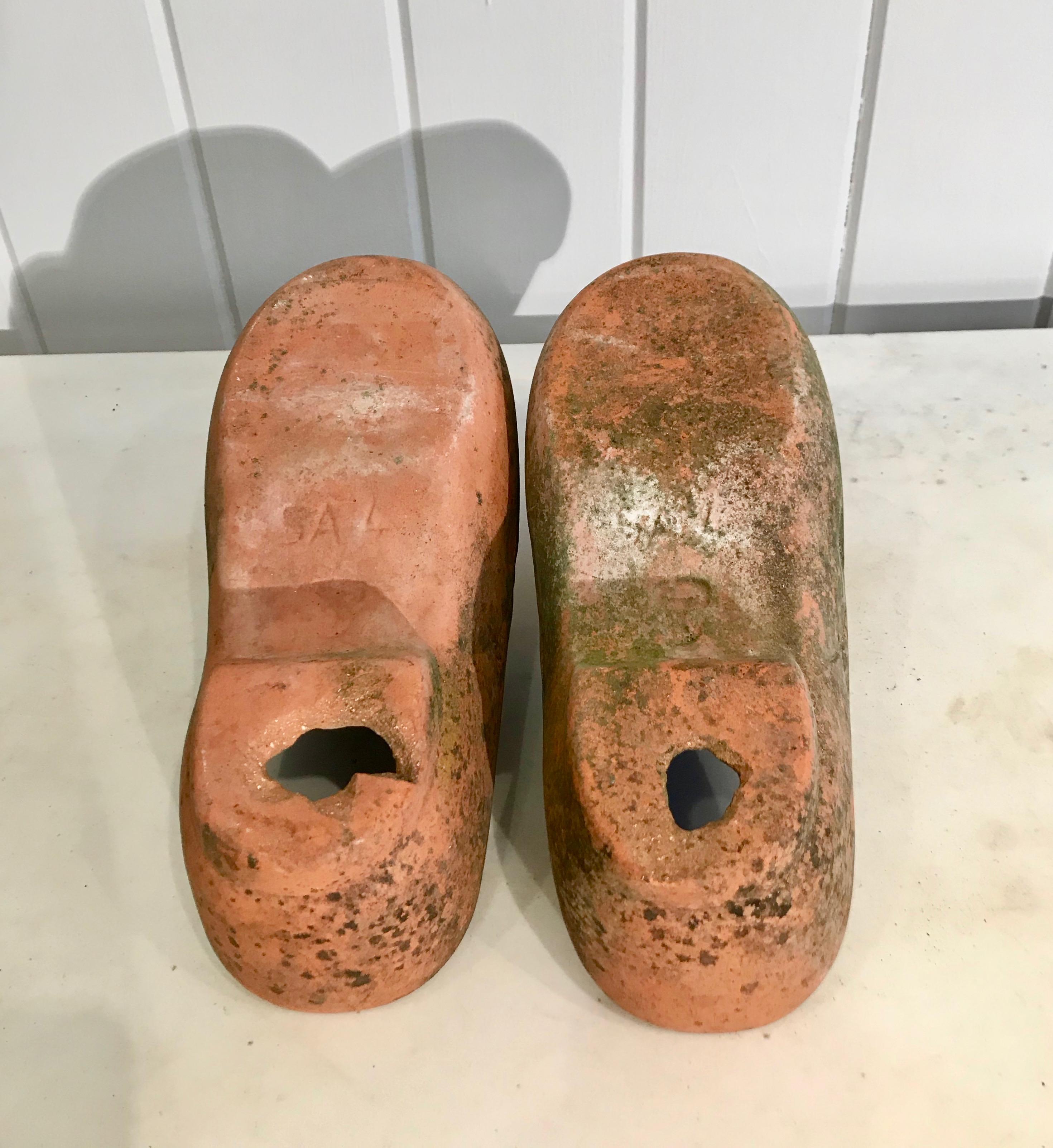 Pair of French Terracotta Dutch Clog Planters 11