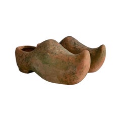 Vintage Pair of French Terracotta Dutch Clog Planters