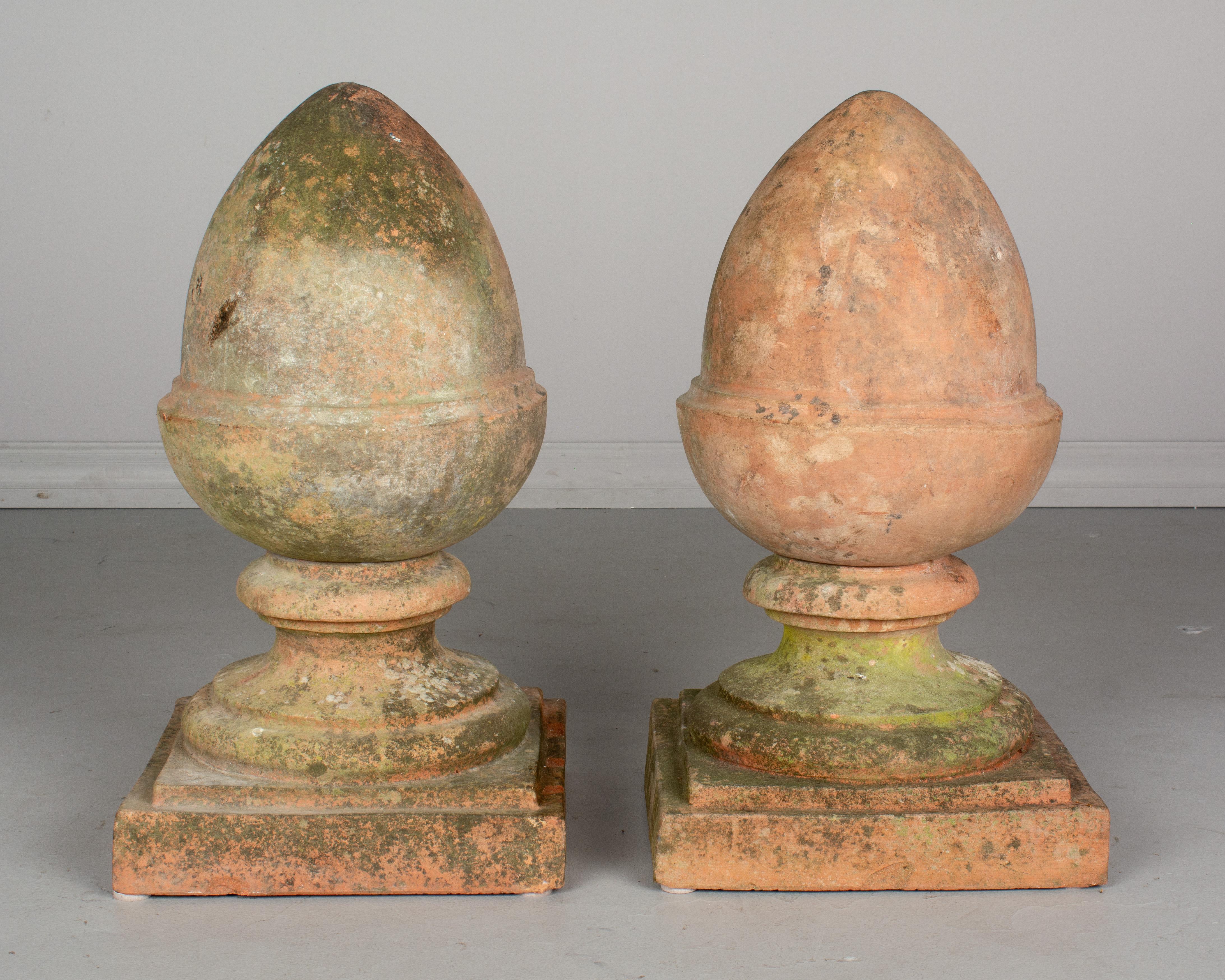 French Provincial Pair of French Terracotta Garden Finials