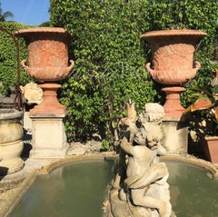 Pair of French Terracotta Garden Urns, Campana Form, 20th Century