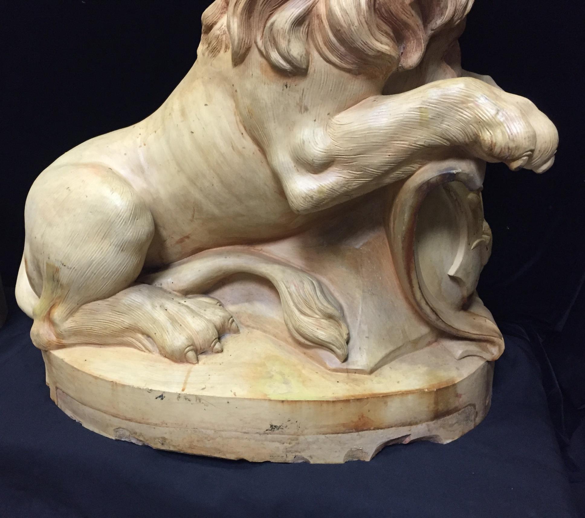 Pair of French Terracotta Lions, 19th Century Stamped 7