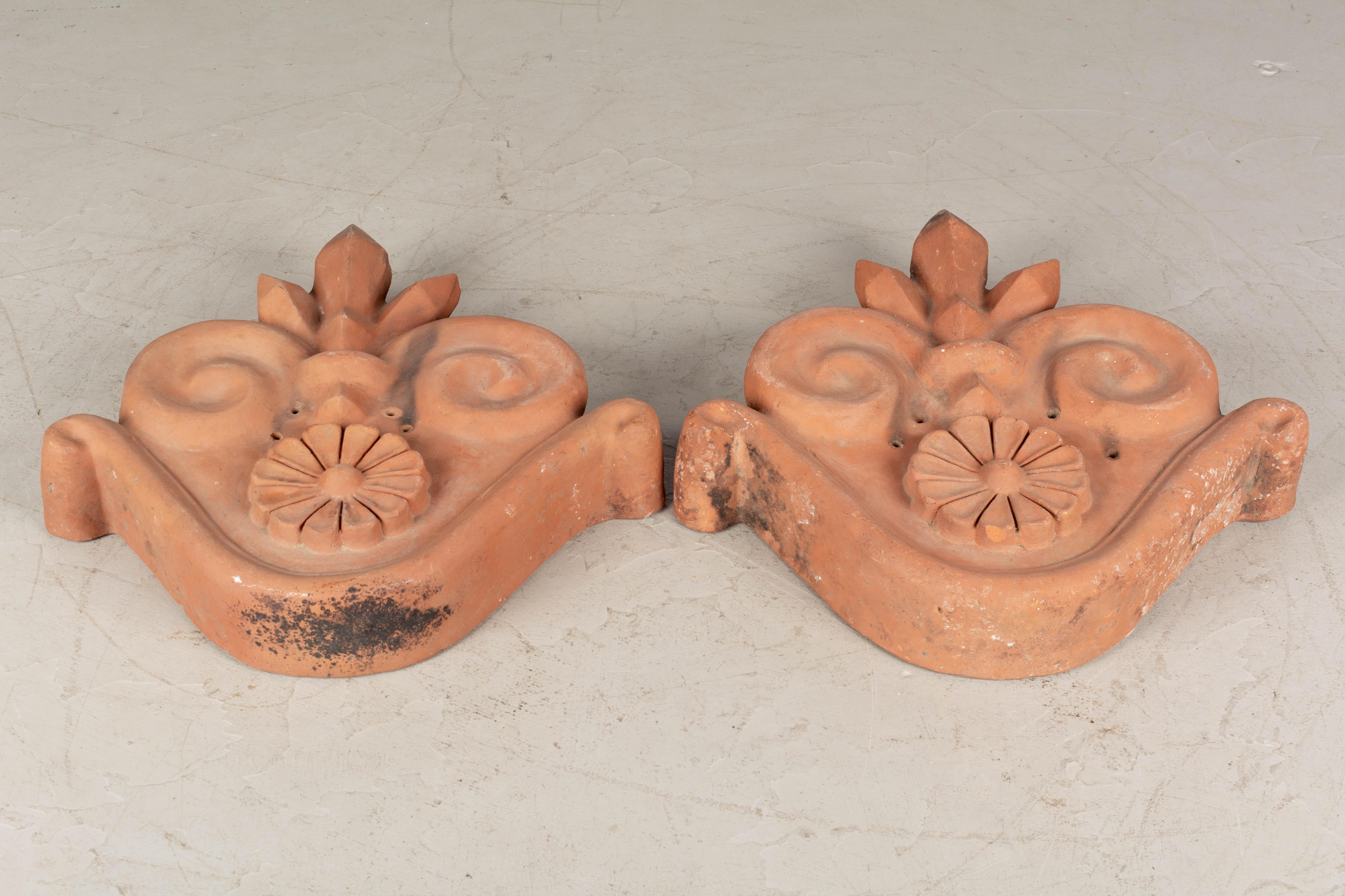 Pair of French Terracotta Roof Ornaments For Sale 1