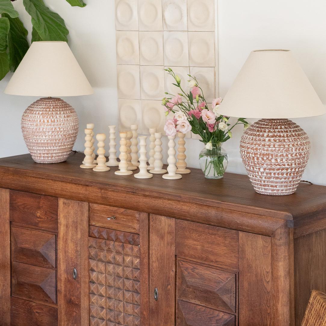 Pair of French Terracotta Table Lamps In Good Condition In Los Angeles, CA