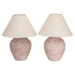 Vintage Pair of French Terracotta Table Lamps