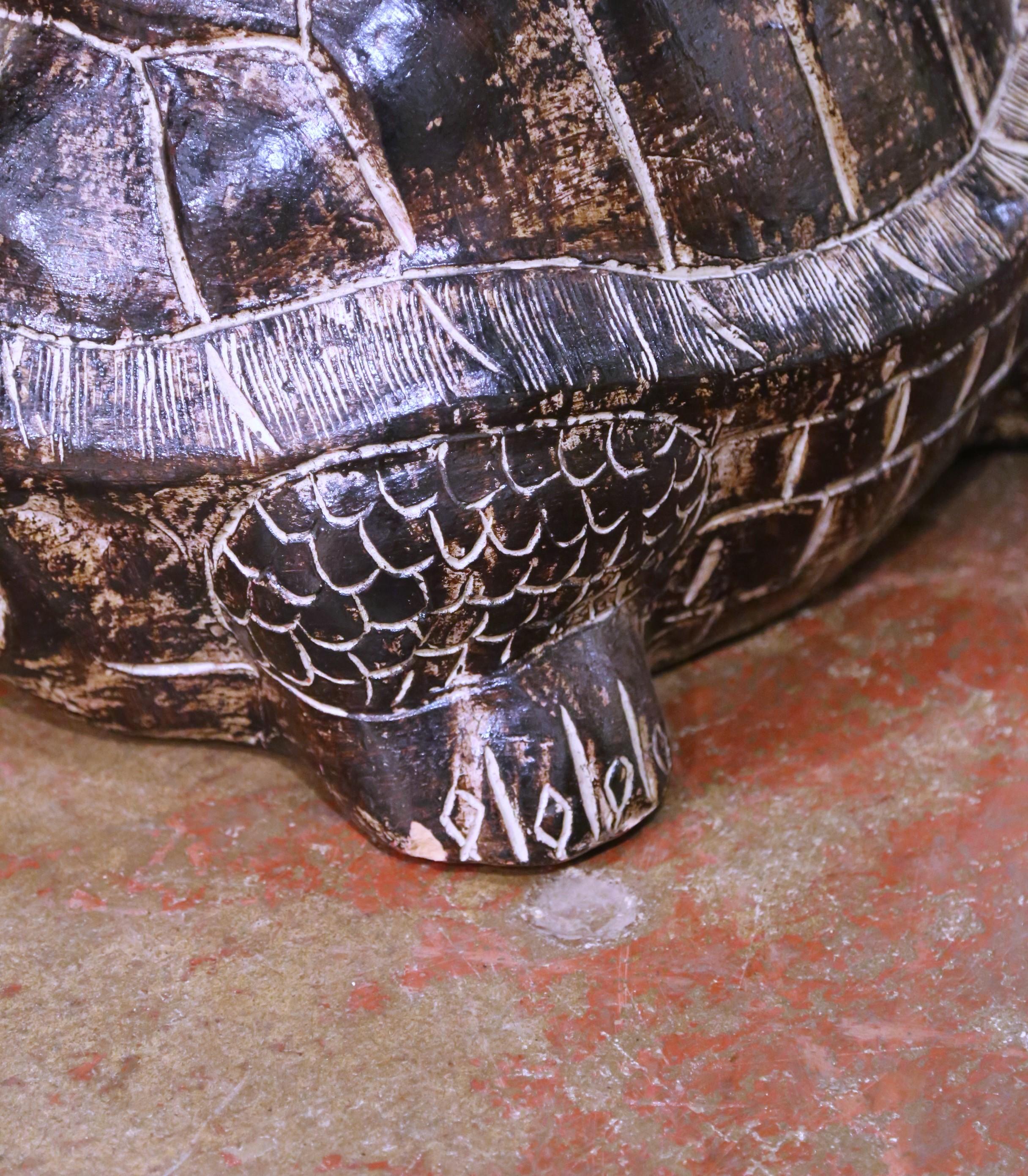 Pair of French Terracotta Turtle Sculptures with Aged Patina For Sale 2