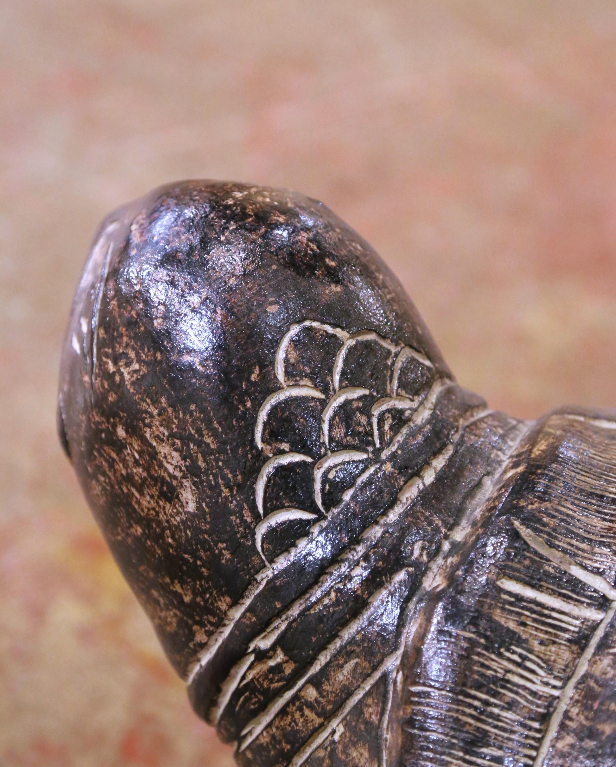 Pair of French Terracotta Turtle Sculptures with Aged Patina For Sale 3