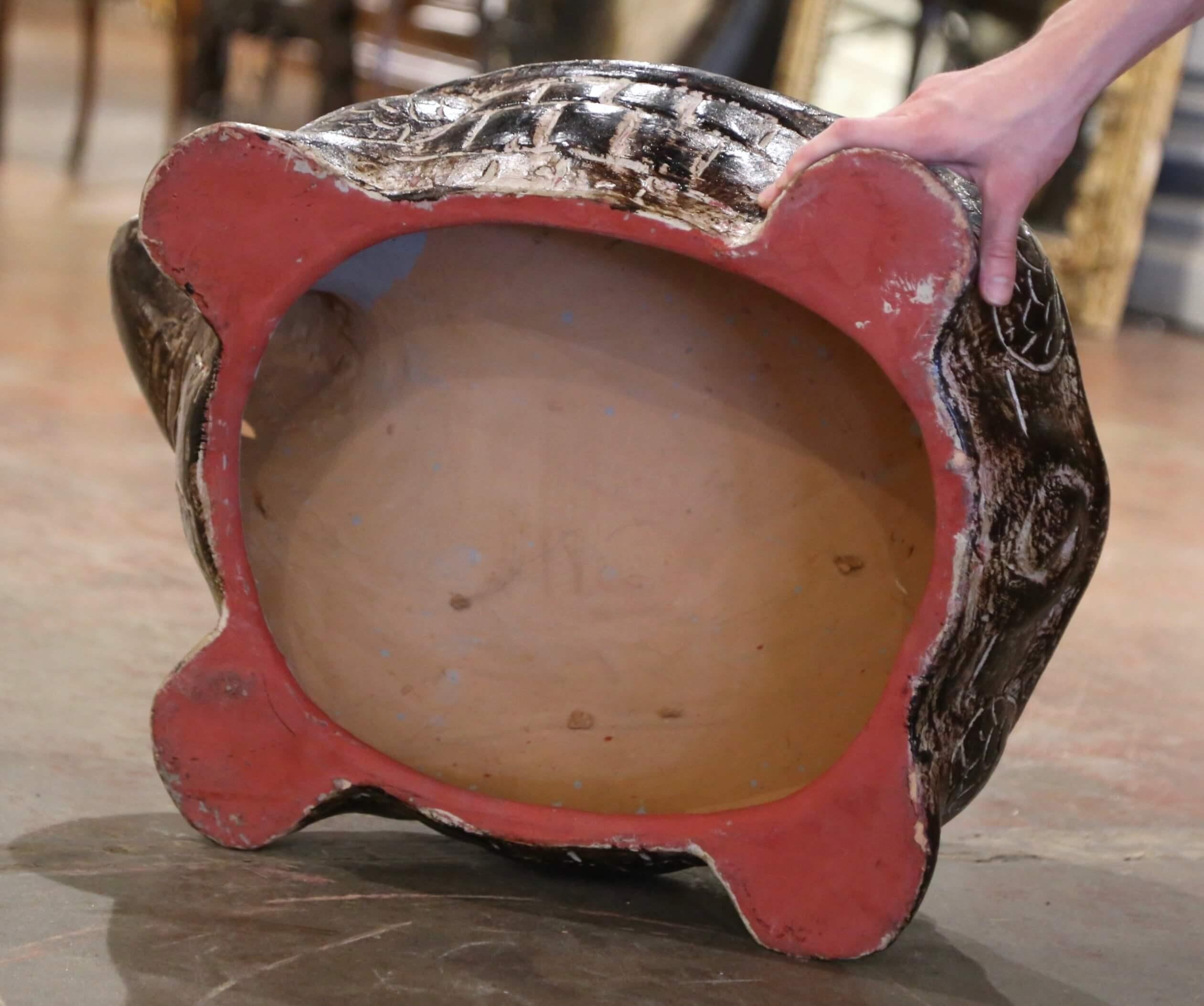 Pair of French Terracotta Turtle Sculptures with Aged Patina For Sale 4