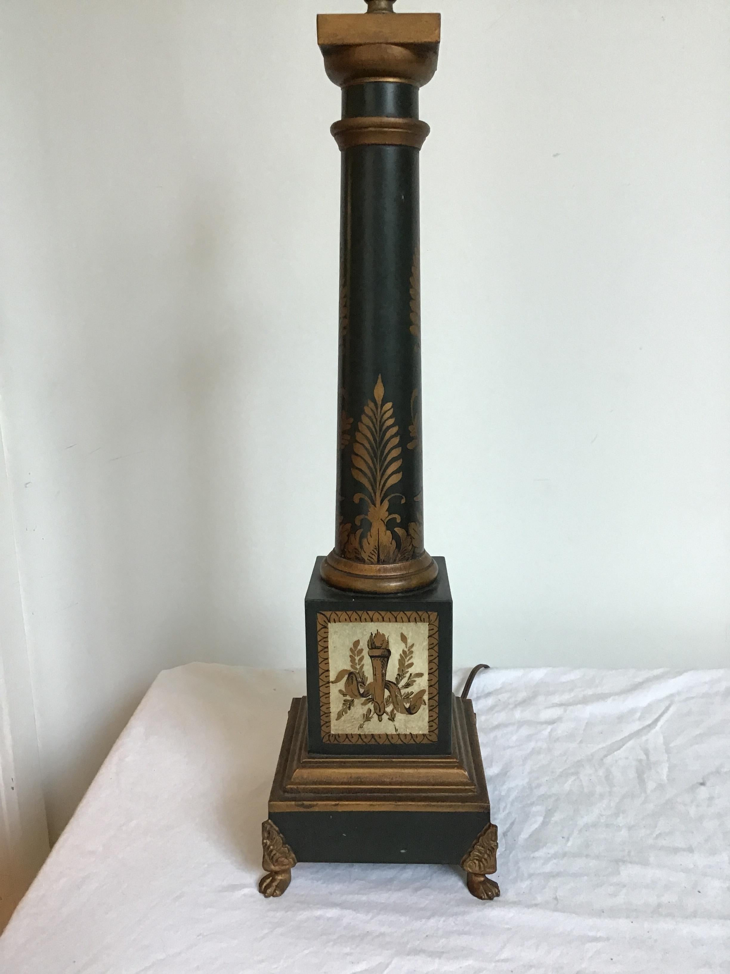 Pair of French Tole Classical Lamps For Sale 1