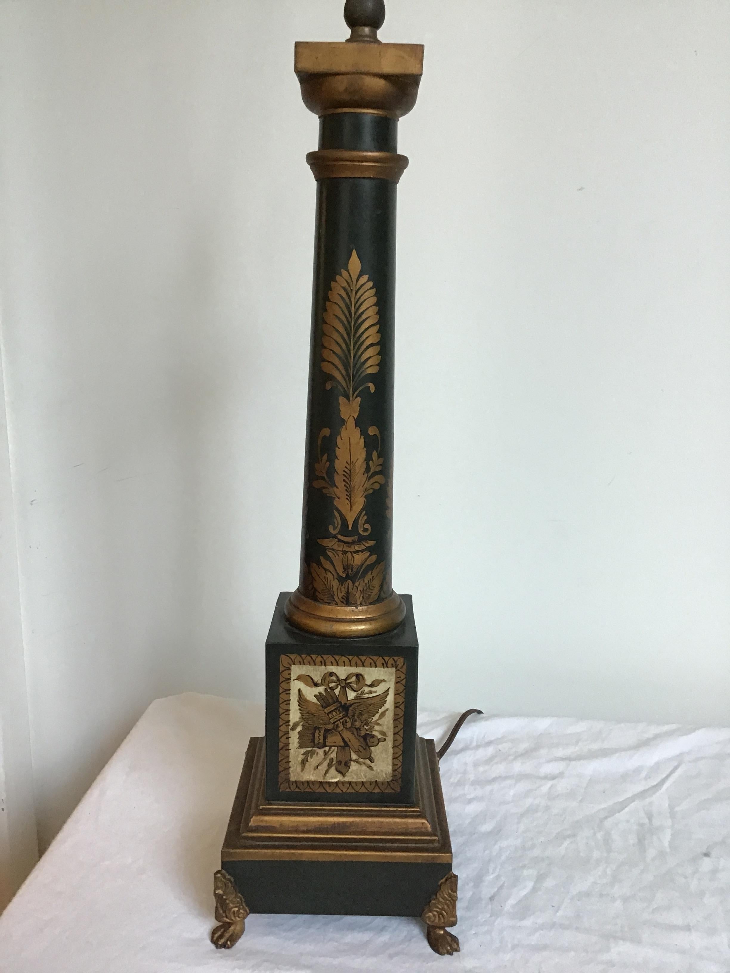 Pair of French Tole Classical Lamps For Sale 2