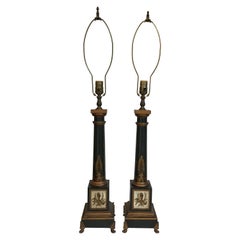 Pair of French Tole Classical Lamps