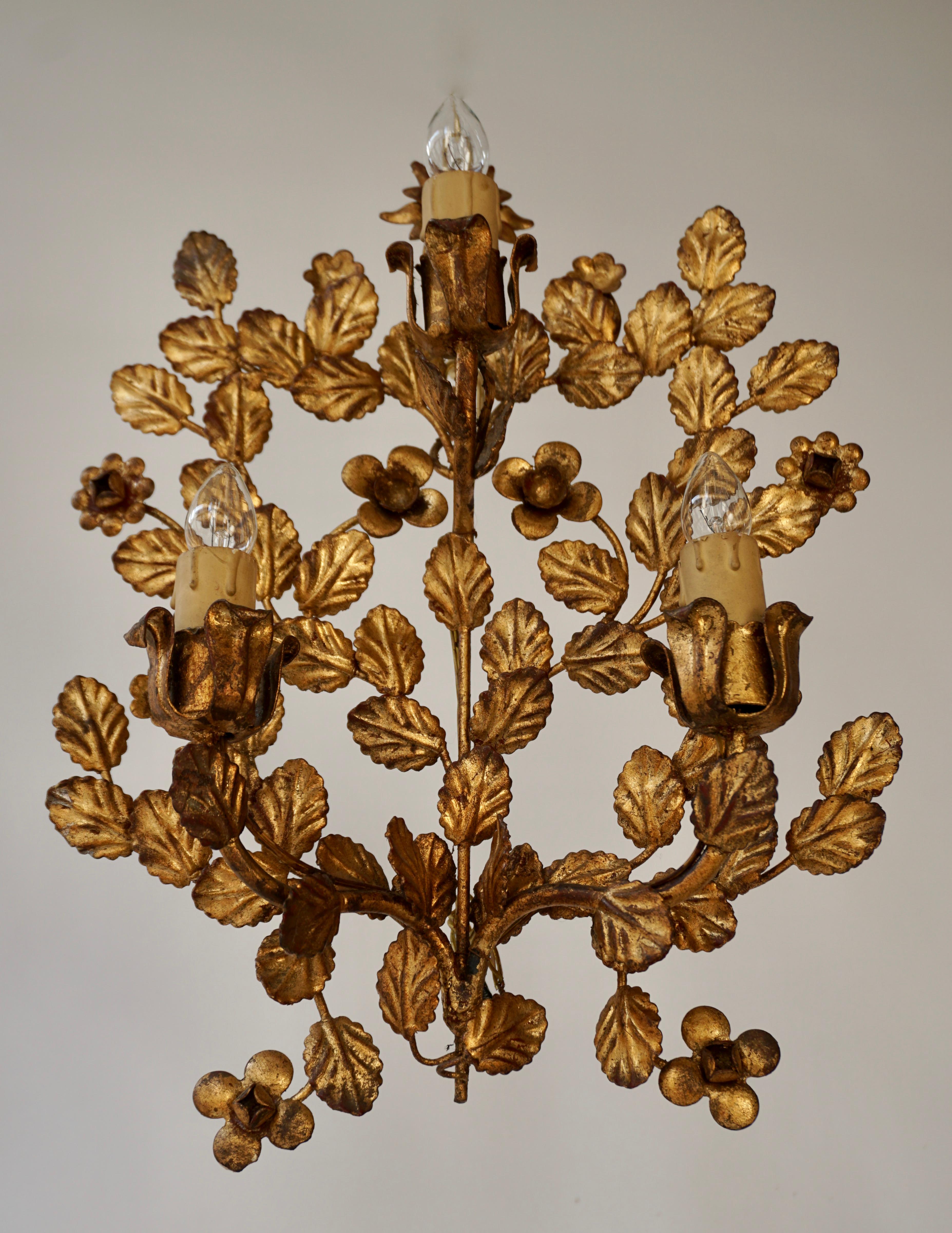 Italian Pair of French Toleware Gilded Wall Lights