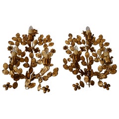 Pair of French Toleware Gilded Wall Lights